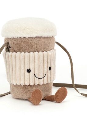 Jellycat Amuseable Coffee To-Go Cup Bag Purse Strap Cute Soft Plush